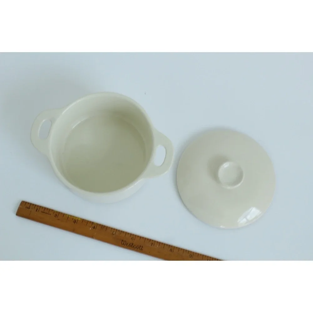 Brocc Your‎ Body Ceramic Mini Cocotte with Lid Cream Stoneware 4.5 inch